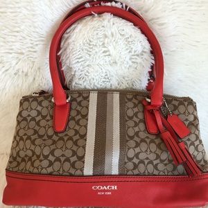 Coach Iconic Canvas with Orange Leather Trim